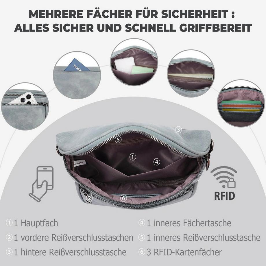 Only-bags.store Ultraleichte Umhängetasche mit mehreren Fächern  