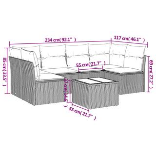 VidaXL Ensemble de canapés de jardin rotin synthétique  