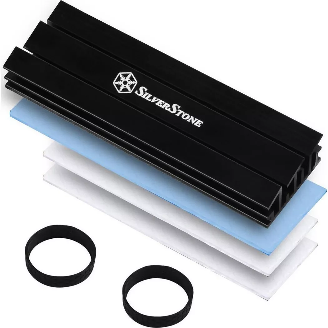 SilverStone - SST-TP02-M2 sistema di raffreddamento per computer Mddulo di memoria Dissipatore di calore/Radiatore Nero, 120X120X25M