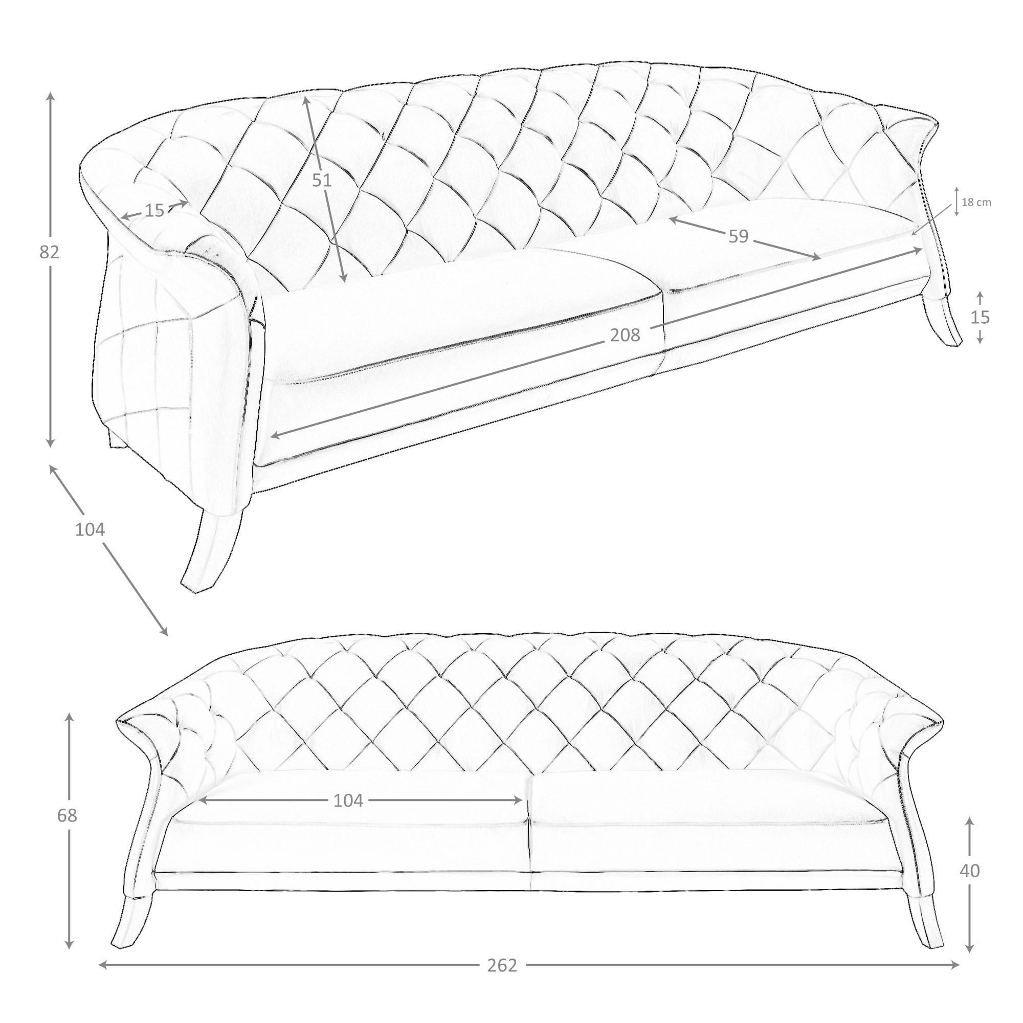 ANGEL CERDA Canapé chester 3 places cuir gris  