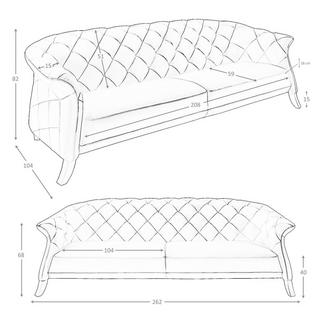 ANGEL CERDA Canapé chester 3 places cuir gris  