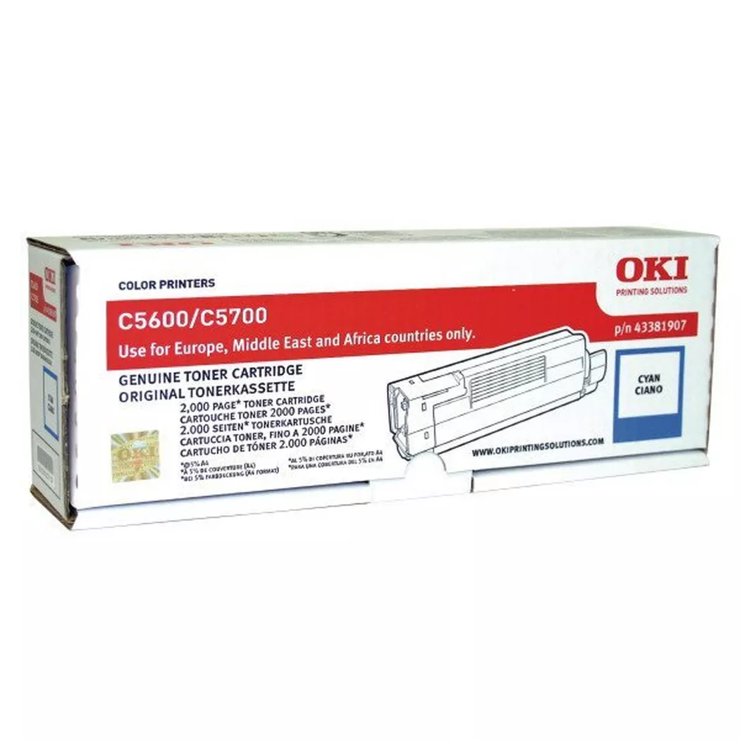 OKI – Toner cyan 43381907 C5600/5700 2000 Seiten, One Size