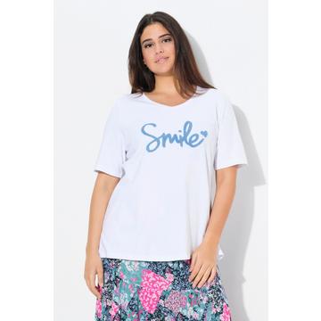 T-shirt, coupe Classic. Col V et manches courtes. Message SMILE