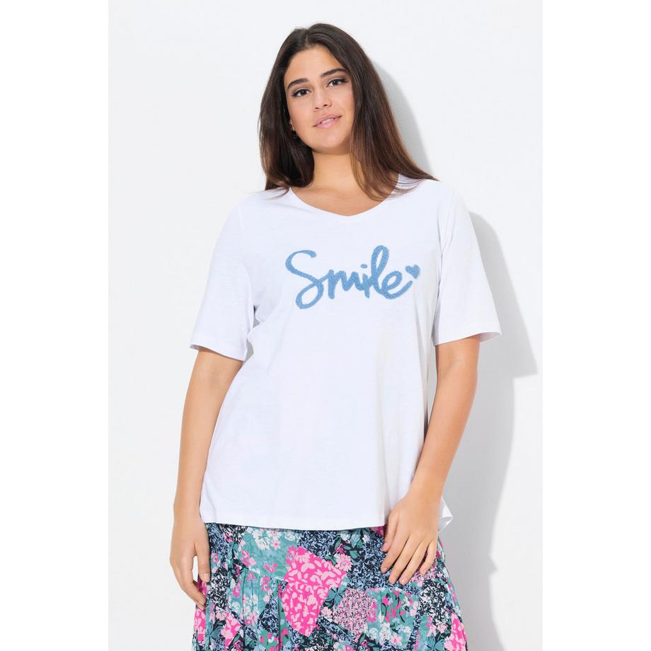 Ulla Popken Classic Smile Col V Manches Courtes T-Shirt  