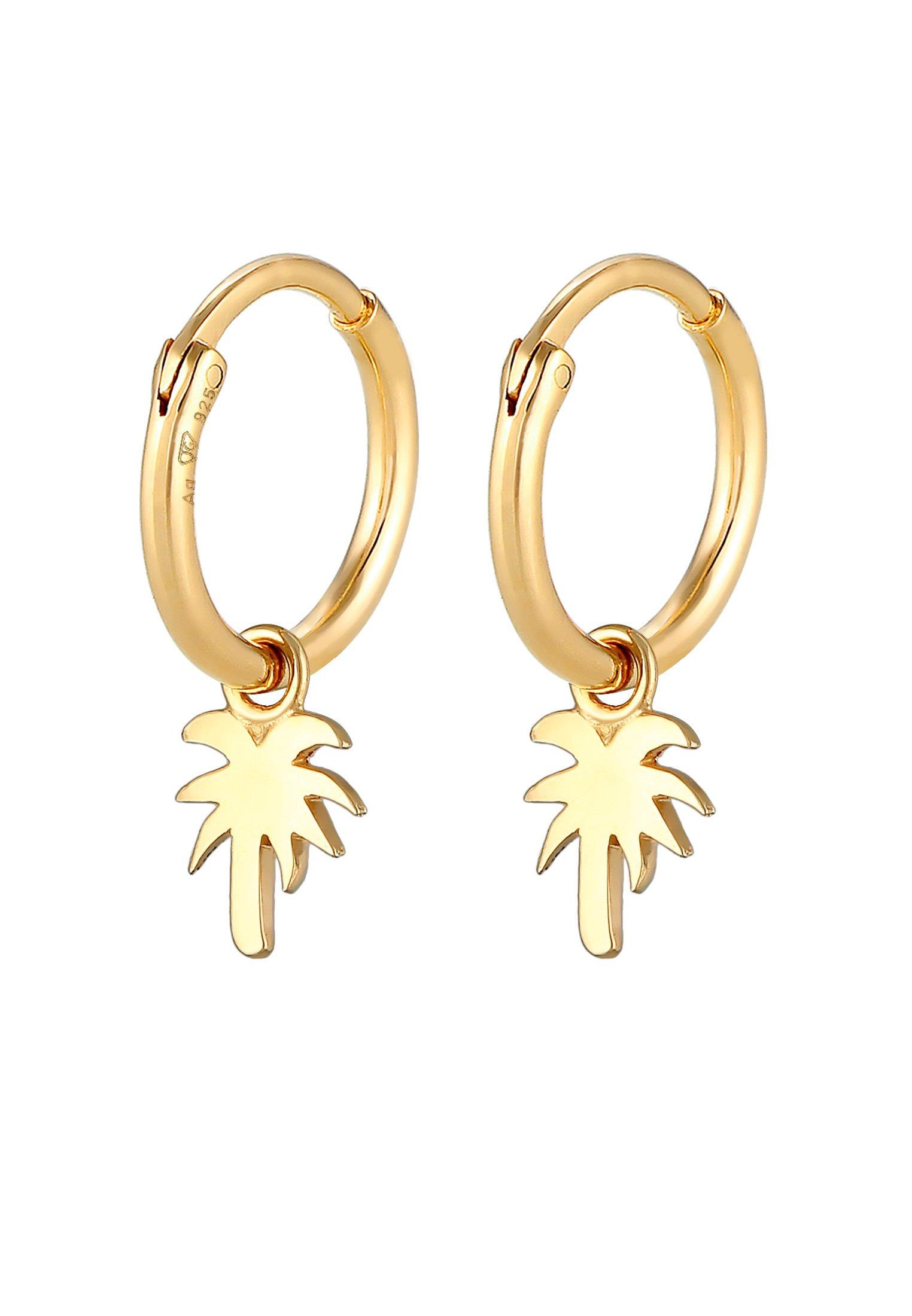 Image of Ohrringe Creolen Palme Trend Filigran 925 Silber Damen Gold ONE SIZE