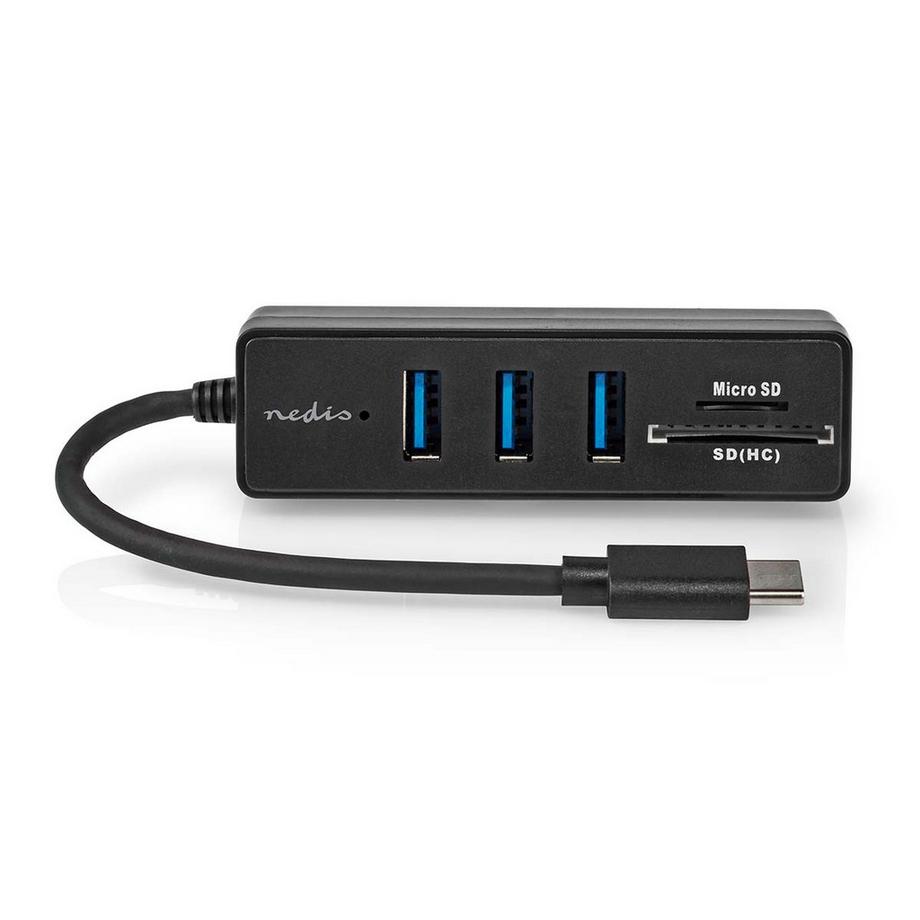 Nedis  USB-hubb | 1x USB-C™ | 3x USB A hona | 5 porte | USB 3.2 Gen 1 | USB ström | 5 Gbps | SD e MicroSD 