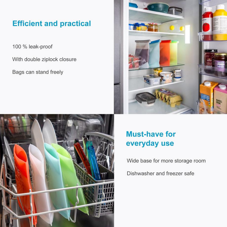 Intirilife Lot de 4 sacs alimentaires réutilisables en silicone  