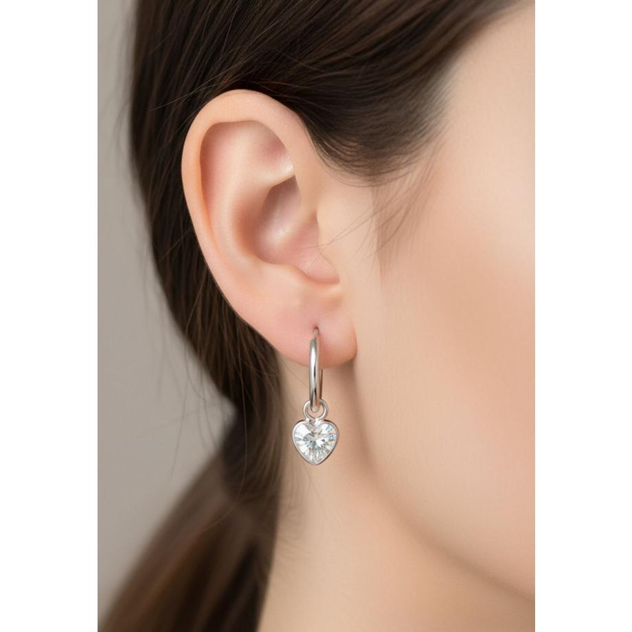 Maxte  Creolen mit Hängendem Herz und Zirkonia 