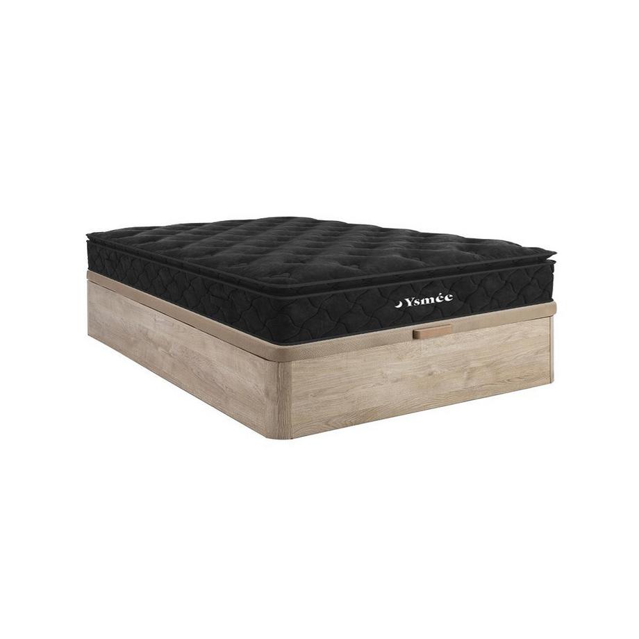 Ysmée Ensemble 140 x 190 cm sommier coffre naturel clair + matelas ressorts ensachés surmatelas intégré ép.28cm - BLACK DREAM de YSMÉE  