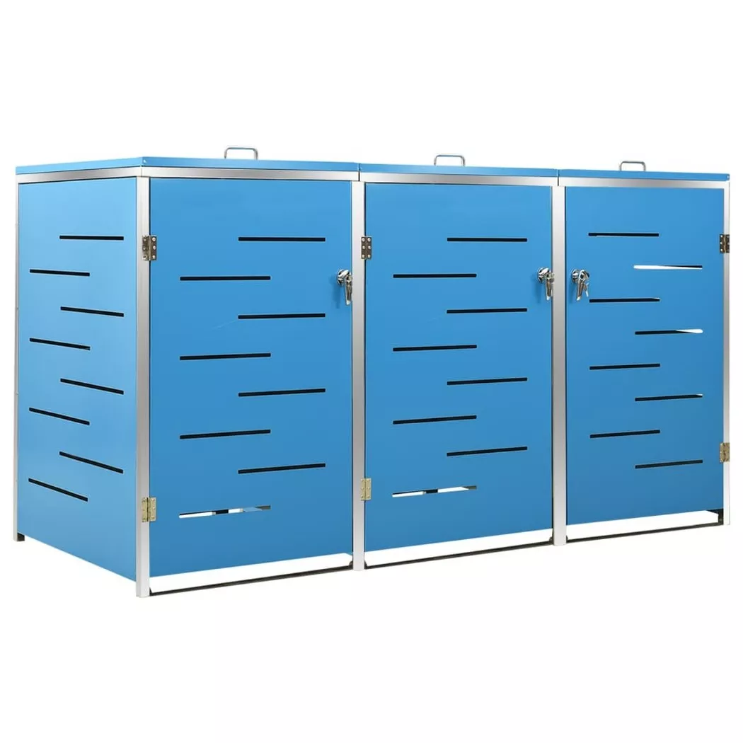 VidaXL - Abri à poubelles à roulettes acier inoxydable, One Size, Bleu