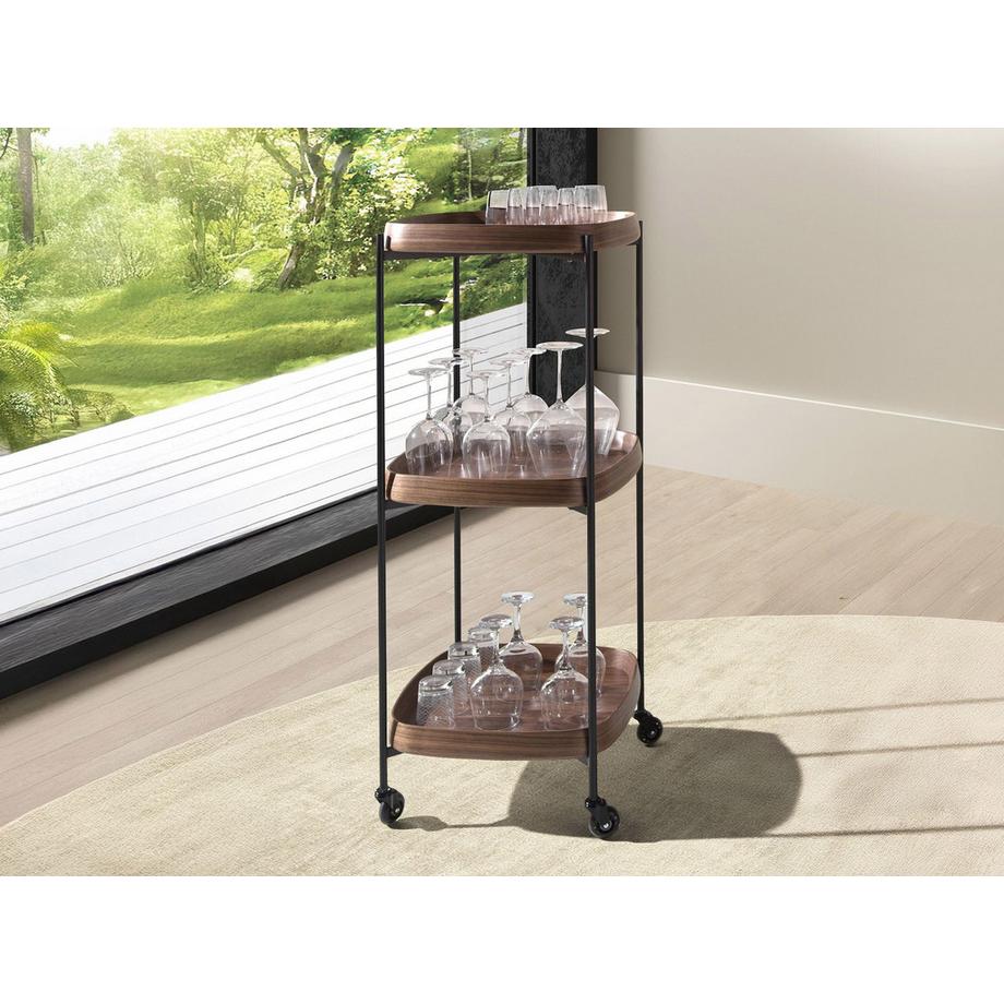 ANGEL CERDA Carrello minibar in noce e acciaio  