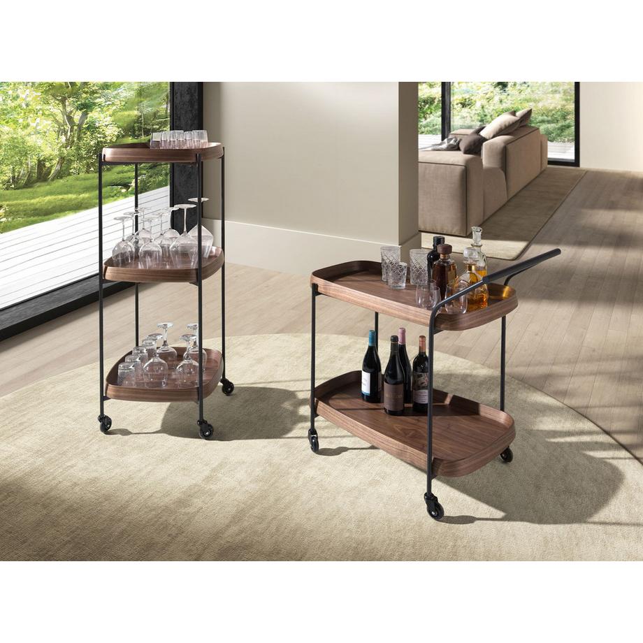 ANGEL CERDA Carrello minibar in noce e acciaio  