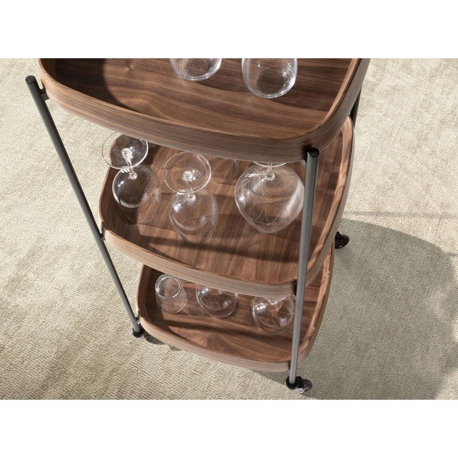 ANGEL CERDA Carrello minibar in noce e acciaio  