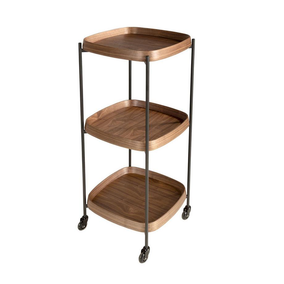 ANGEL CERDA Carrello minibar in noce e acciaio  