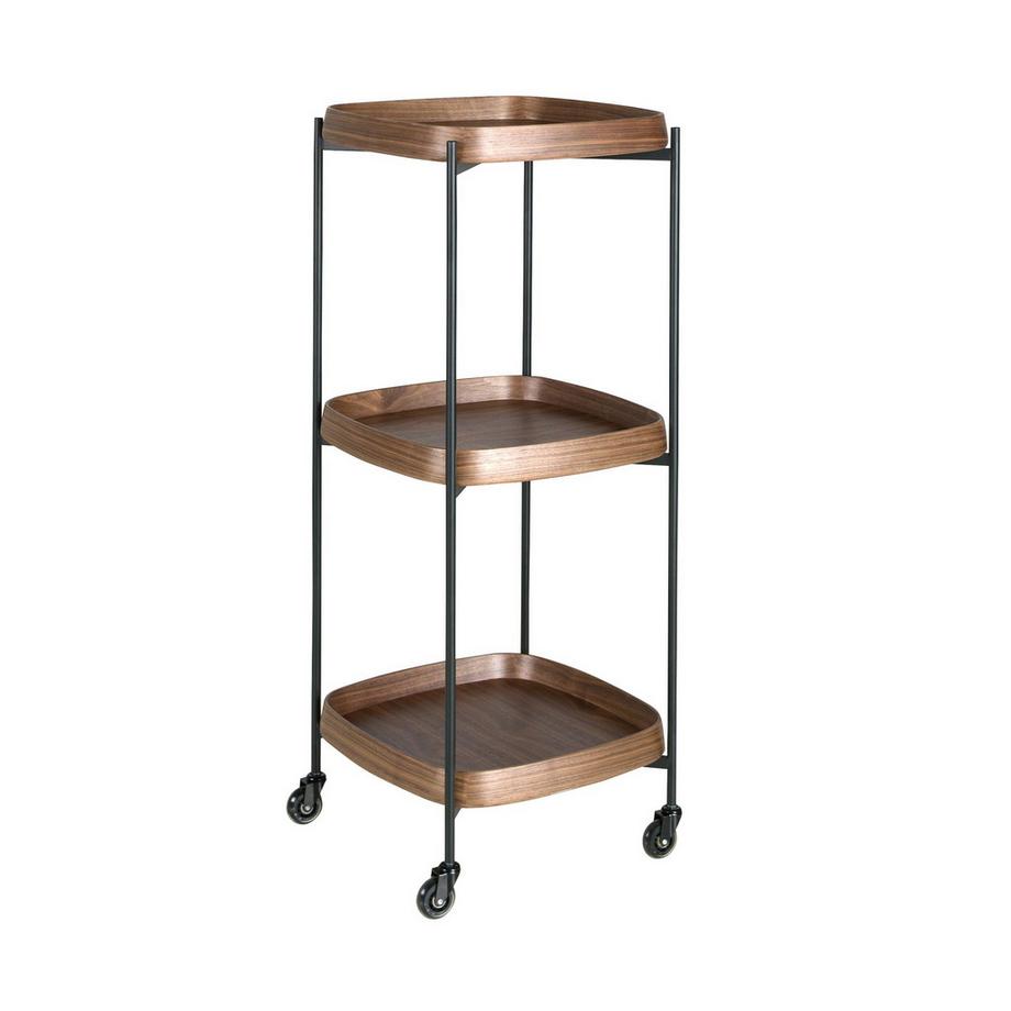 Carrello minibar in noce e acciaio