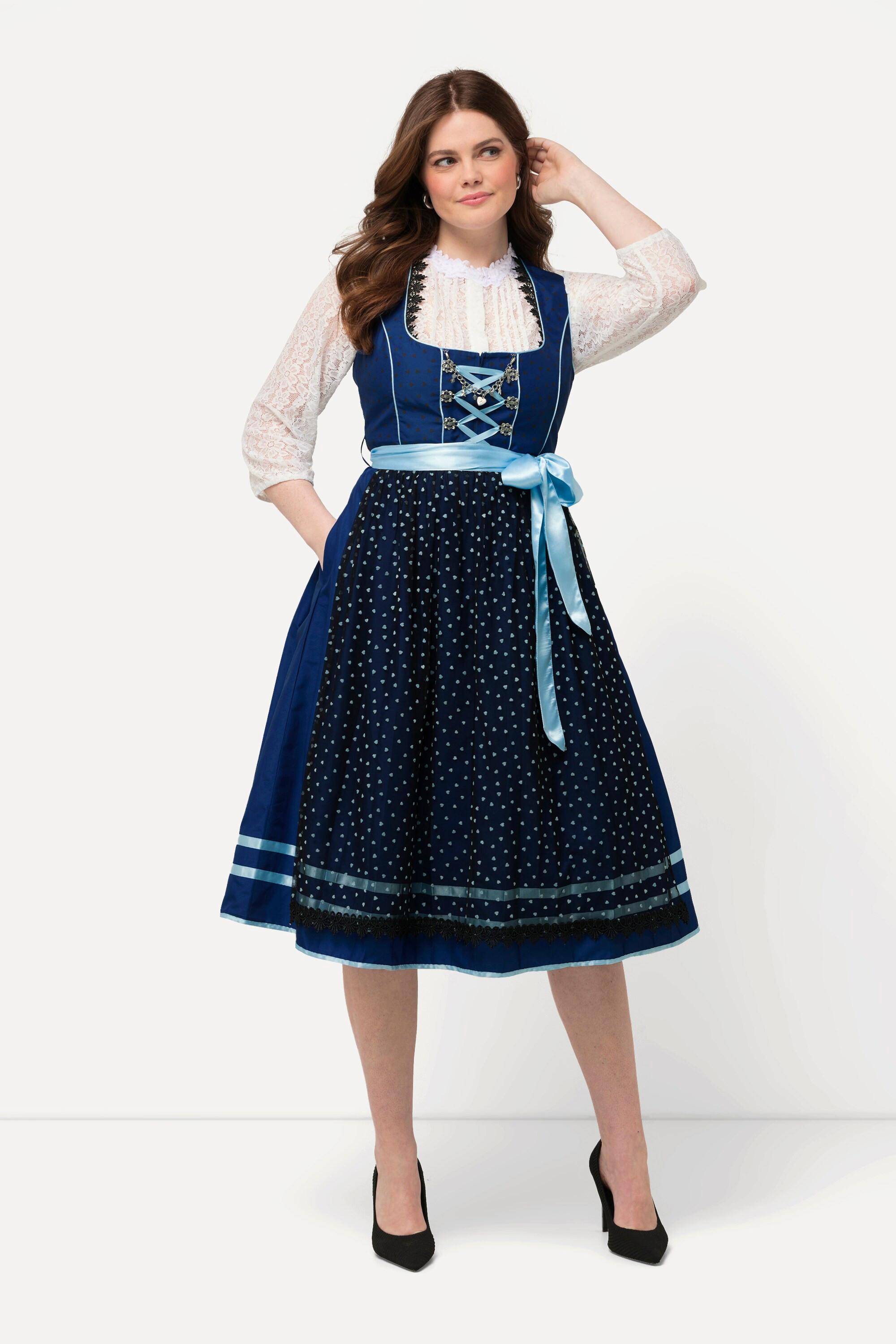Ulla Popken Dirndl Cuori Catenina Decorativa Scollo Rettangolare  