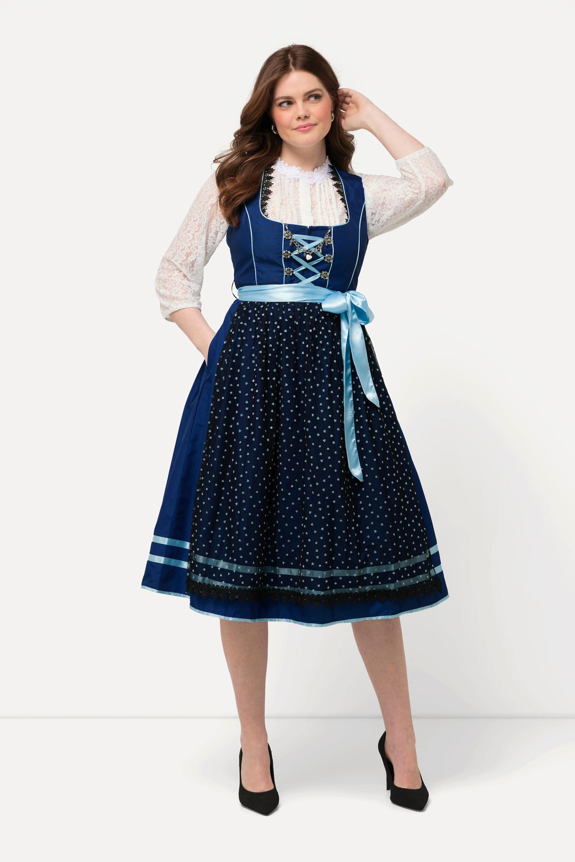 Ulla Popken Dirndl Cuori Catenina Decorativa Scollo Rettangolare  