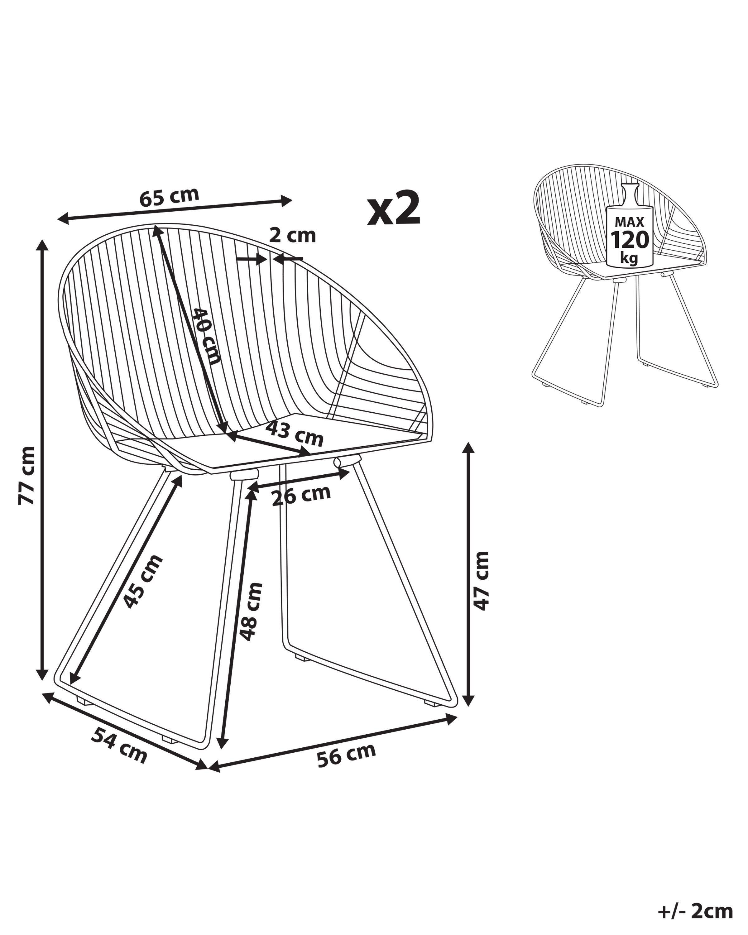 Beliani Esszimmerstuhl 2er Set aus Stahl Modern AURORA  