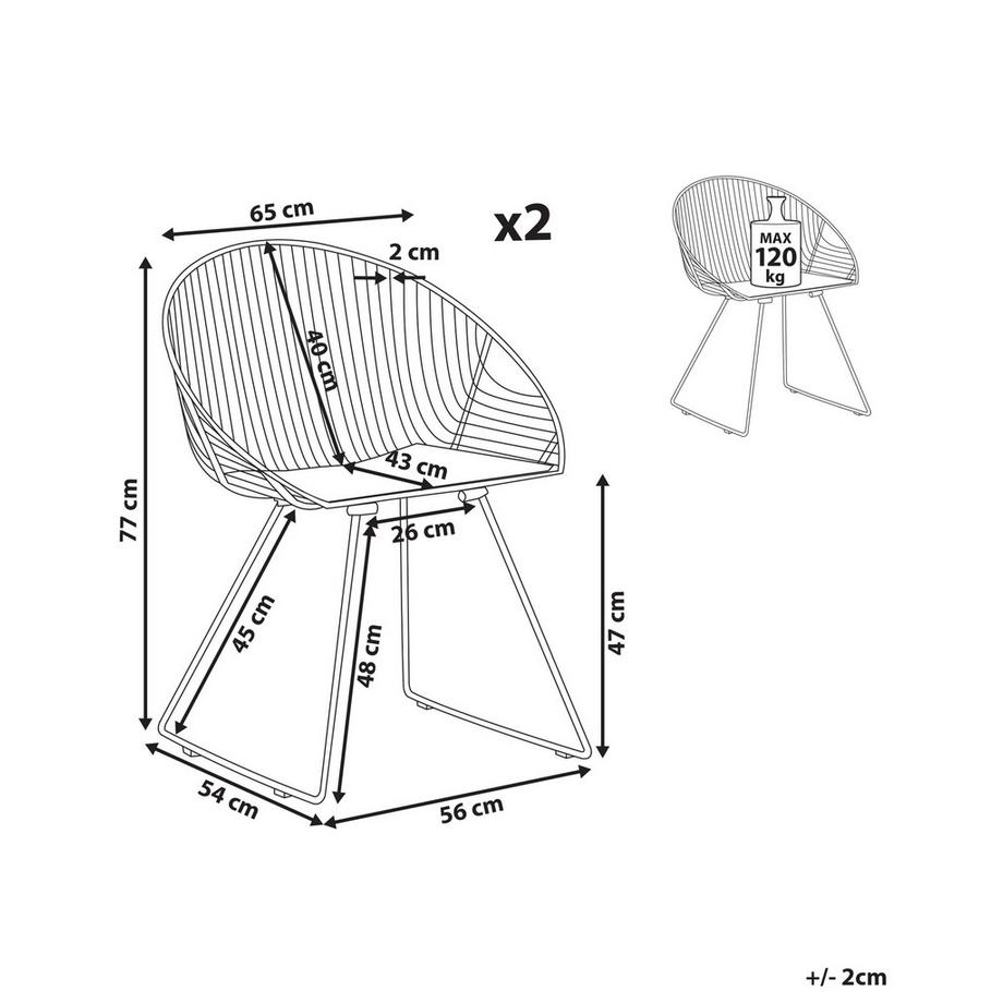 Beliani Set di 2 sedie da pranzo en Acciaio Moderno AURORA  