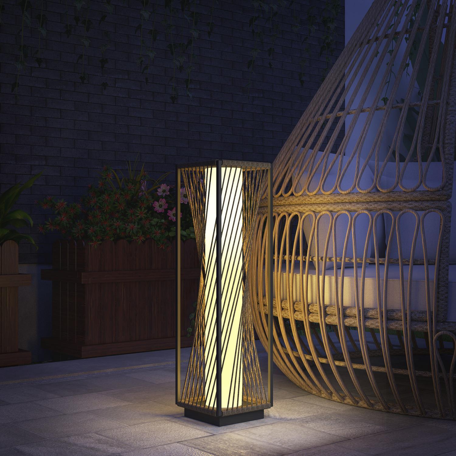 Northio Lampada da terra solare in rattan con sensore di luce 25 LED Lampade solari in stile Boho IP44 Luce solare impermeabile Lampada solare Lampada da esterno Batteria Lanterna solare per giardino Balcone Prato esterno  
