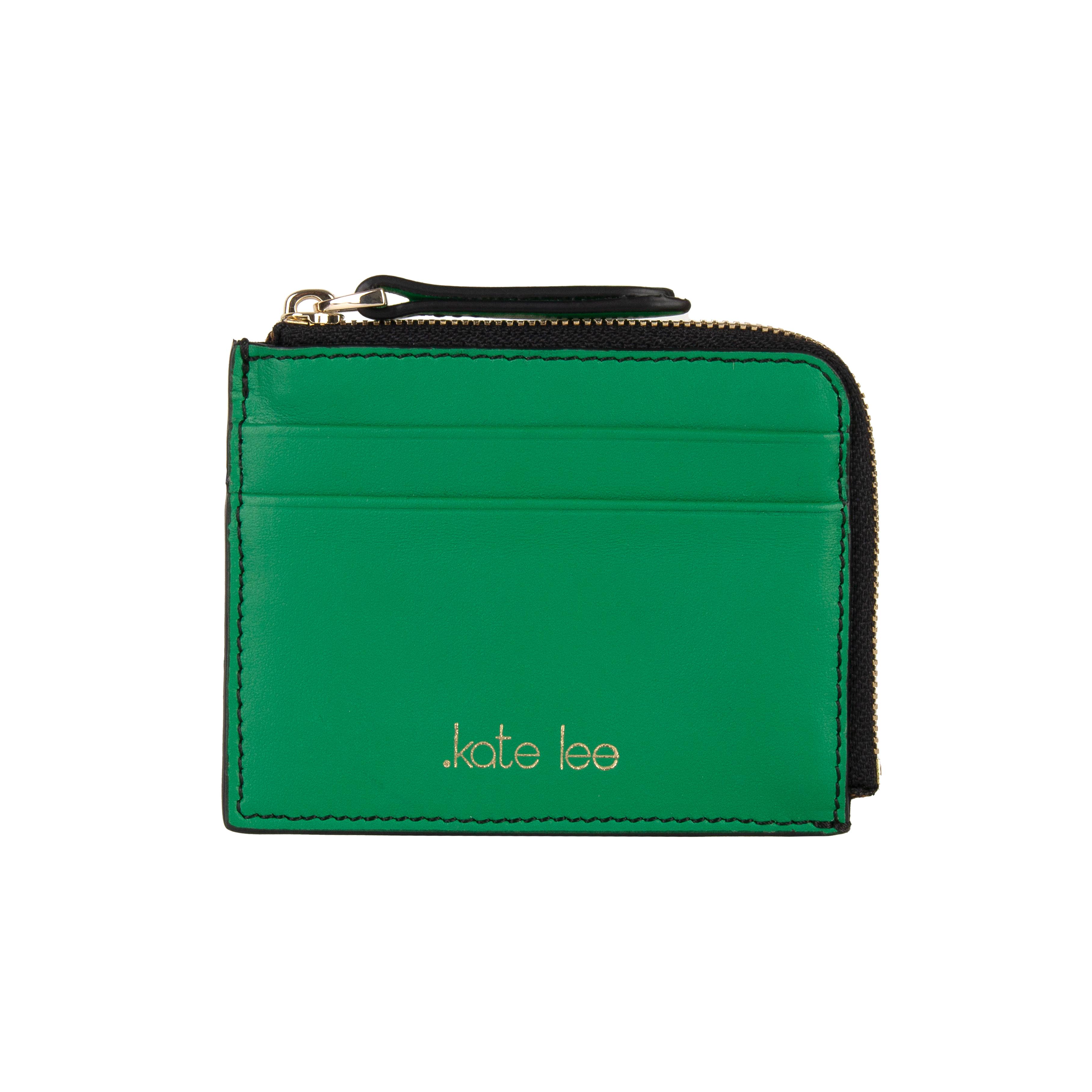 Image of Kartenetui Mit Geldbörse Mit Reißverschluss Aus Alois-leder Farbe Damen Rasengrün ONE SIZE