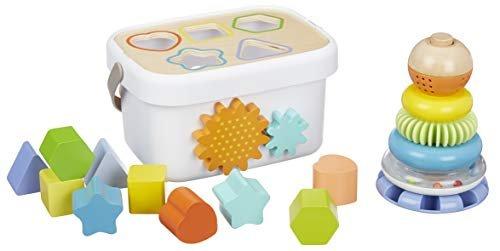 Image of Klassisches Holzspielzeugset Mit Formen-sortierspiel Und Regenbogen-stapelspiel Unisex Multicolor ONE SIZE