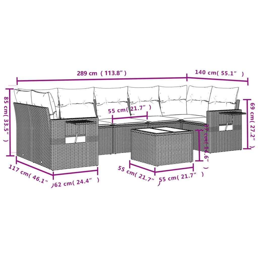 VidaXL Ensemble de canapés de jardin rotin synthétique  