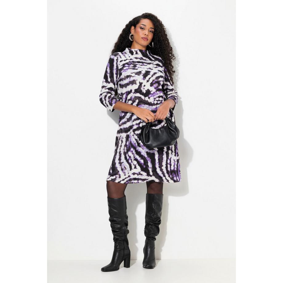 Ulla Popken Sweatkleid Batikdruck Stehkragen 3/4-Arm  