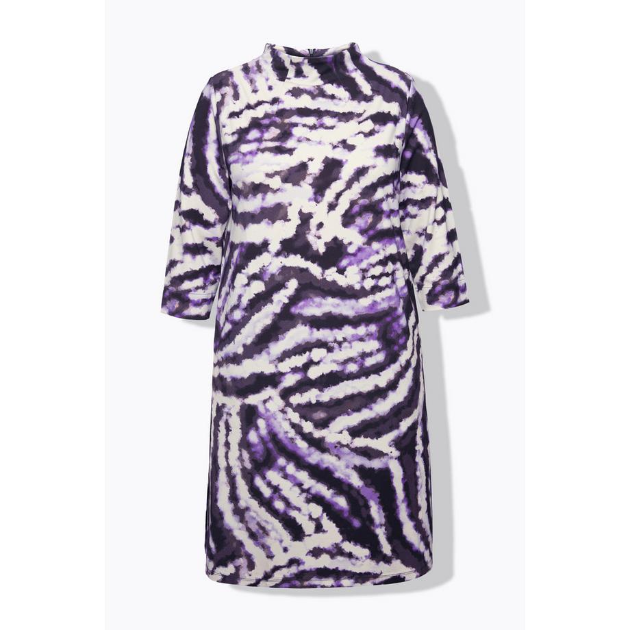 Ulla Popken Sweatkleid Batikdruck Stehkragen 3/4-Arm  