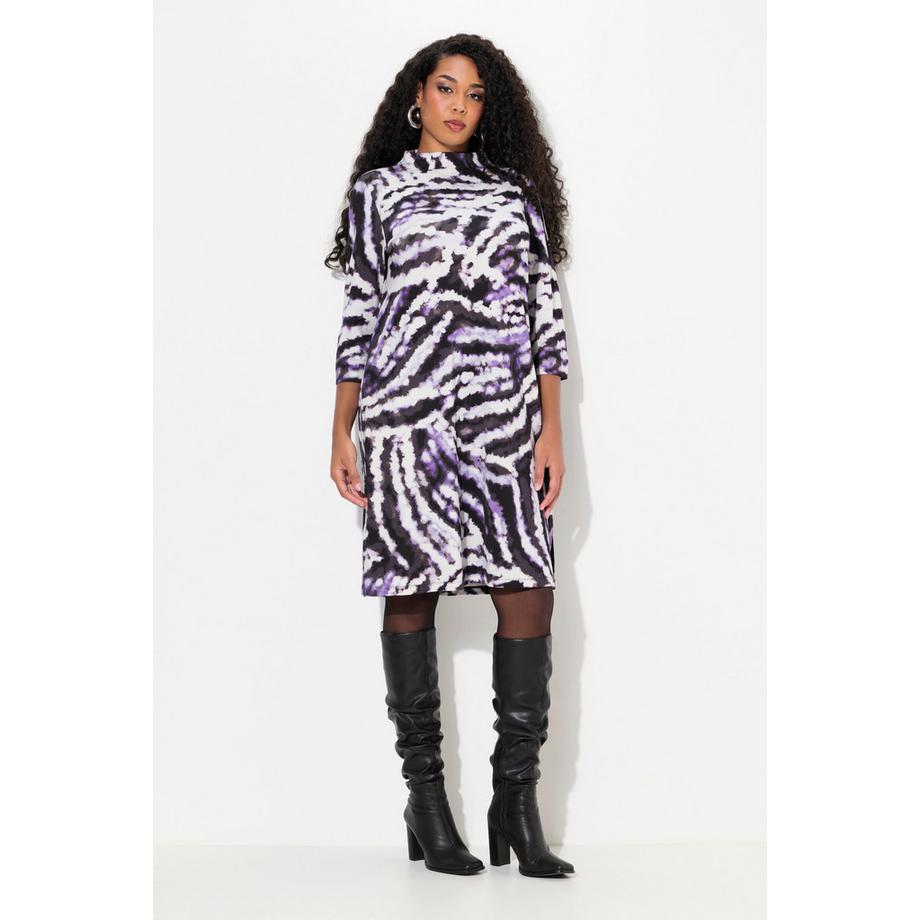 Ulla Popken Sweatkleid Batikdruck Stehkragen 3/4-Arm  