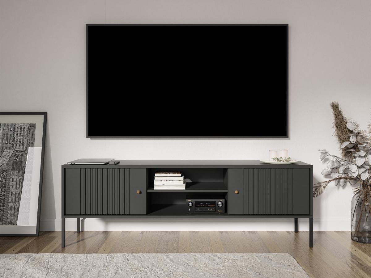 Vente-unique  TV-Möbel mit 2 Türen & 2 Fächern - MDF - Schwarz - DEMASIA 