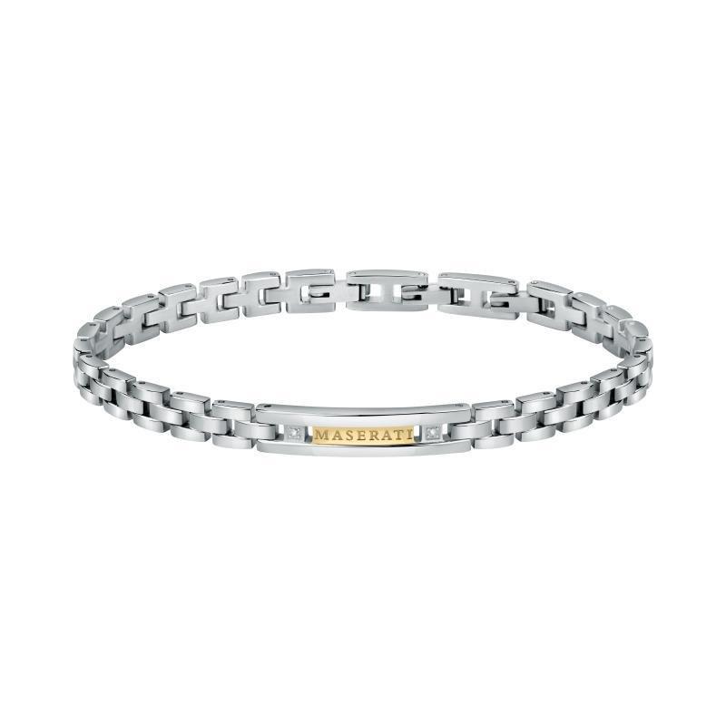 Image of Herrenarmband Mit Gelbgold-logo Und Diamanten. Damen 22cm