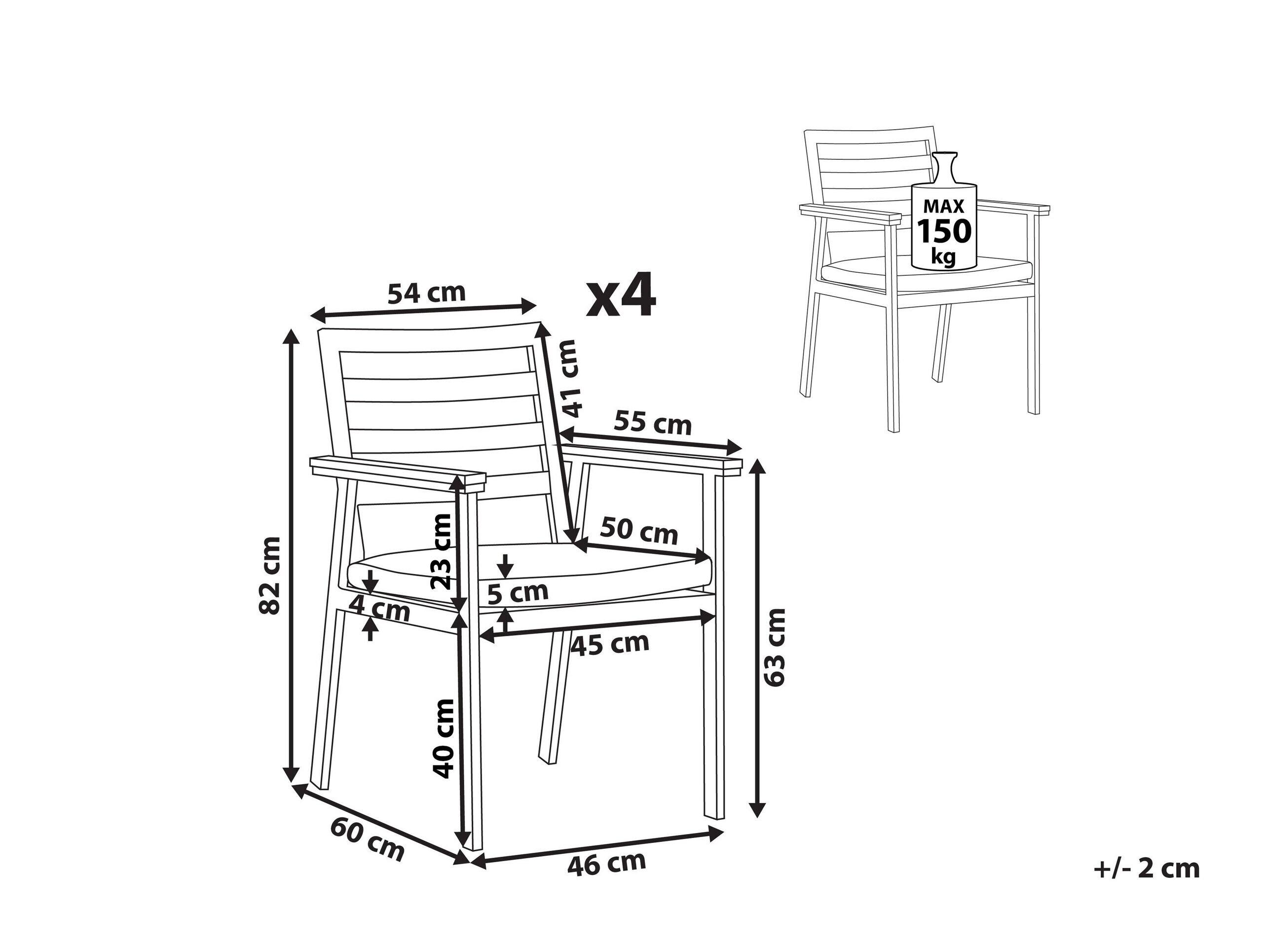 Beliani Set di 4 sedie en Alluminio Moderno CAVOLI  