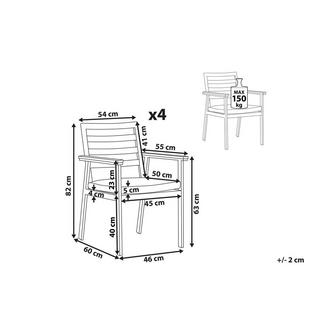 Beliani Lot de 4 chaises en Aluminium Moderne CAVOLI  