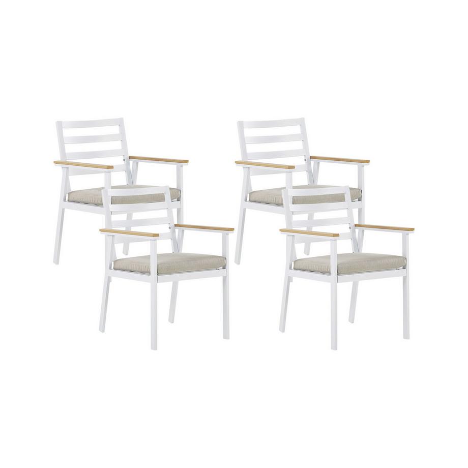 Beliani Set di 4 sedie da giardino con cuscini en Alluminio Moderno CAVOLI  