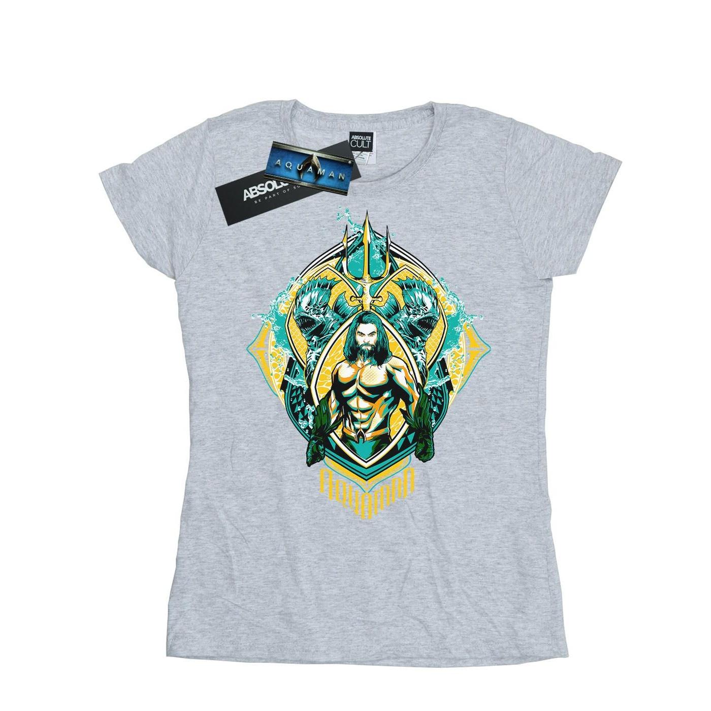 Image of Aquaman The Trench Crest Tshirt Damen Grau XXL