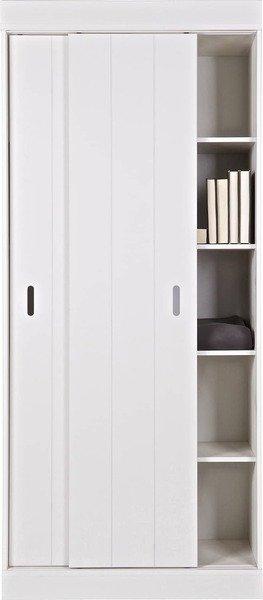 mutoni Armoire à portes coulissantes Rangée Pin Blanc (FSC)  