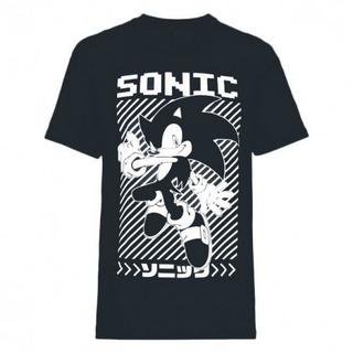 Sonic The Hedgehog Sonic The Hedgehog T-Shirt a Righe con Stampa Grafica  