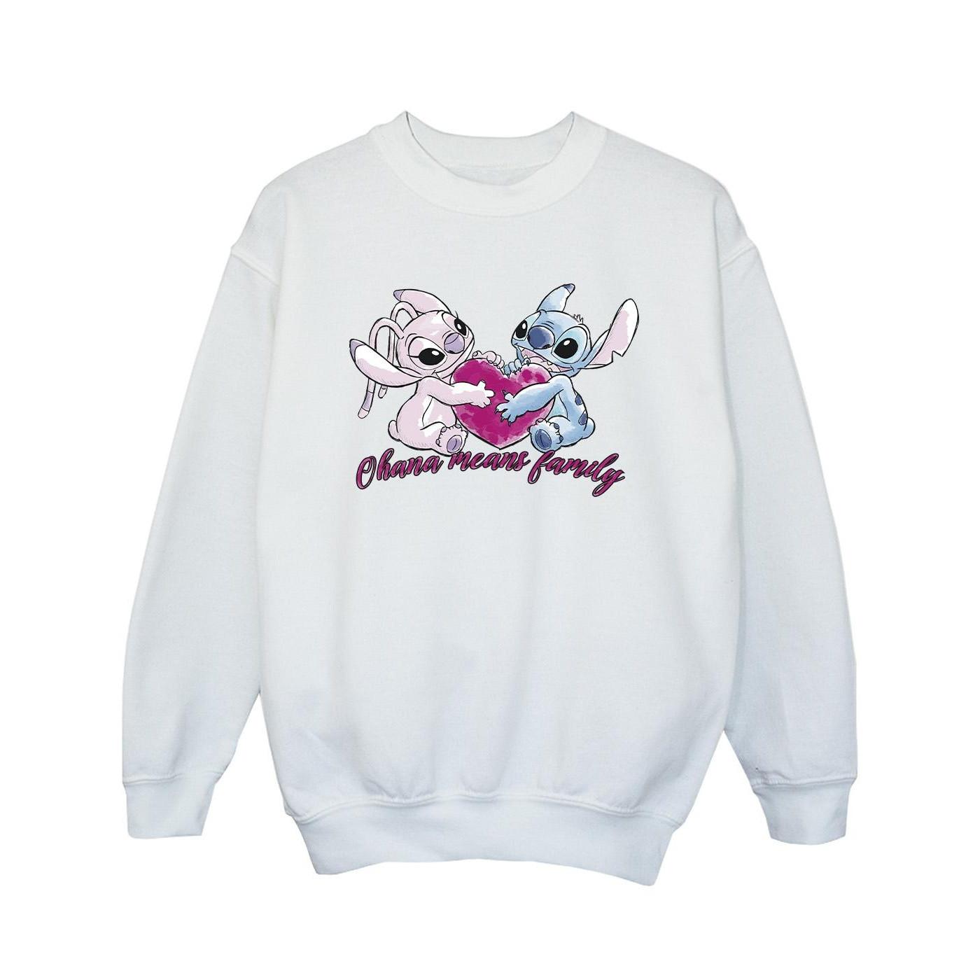 Image of Lilo And Stitch Ohana Heart With Angel Sweatshirt Mädchen Weiss 140/146