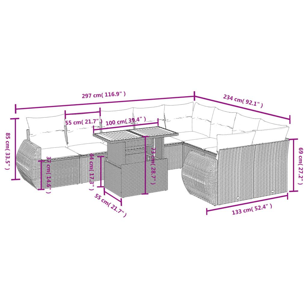 VidaXL Ensemble de canapés de jardin rotin synthétique  