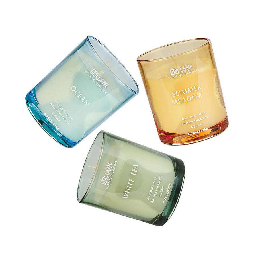 Beliani Set di 3 Candele Profumate en Cera di Soia SHEER JOY  
