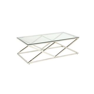 Vente-unique Couchtisch Glas Stahl Goldfarben CHARLOTTE  