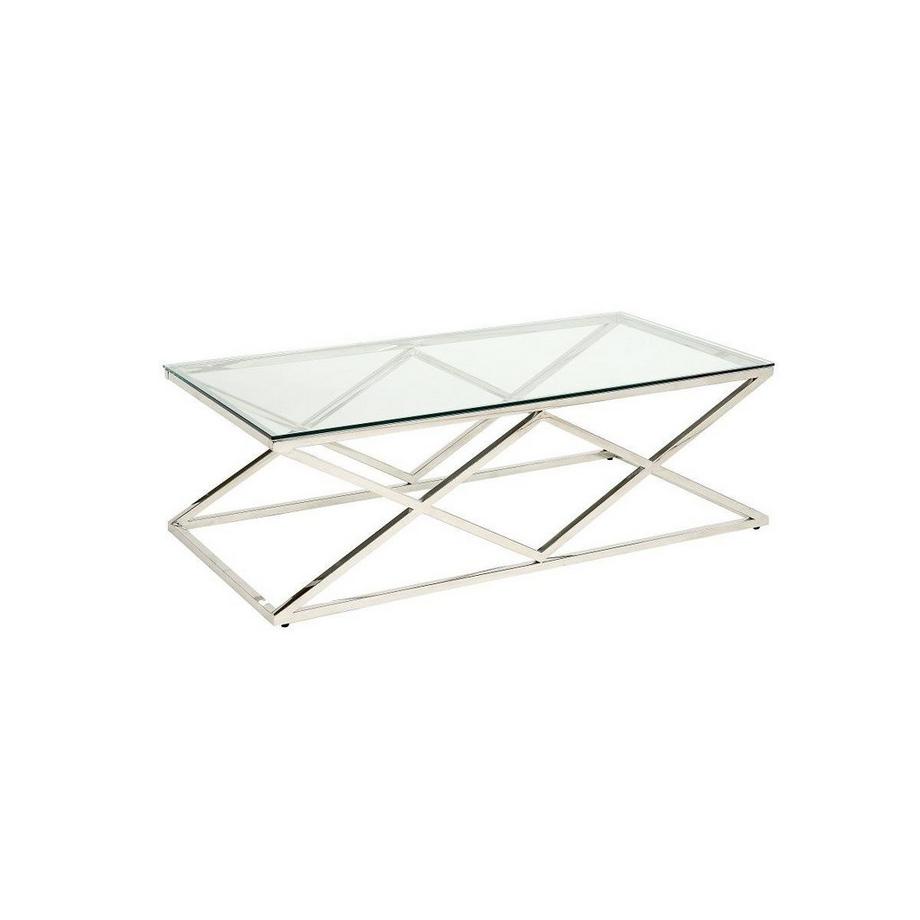 Vente-unique Table basse CHARLOTTE Verre trempé acier Doré  