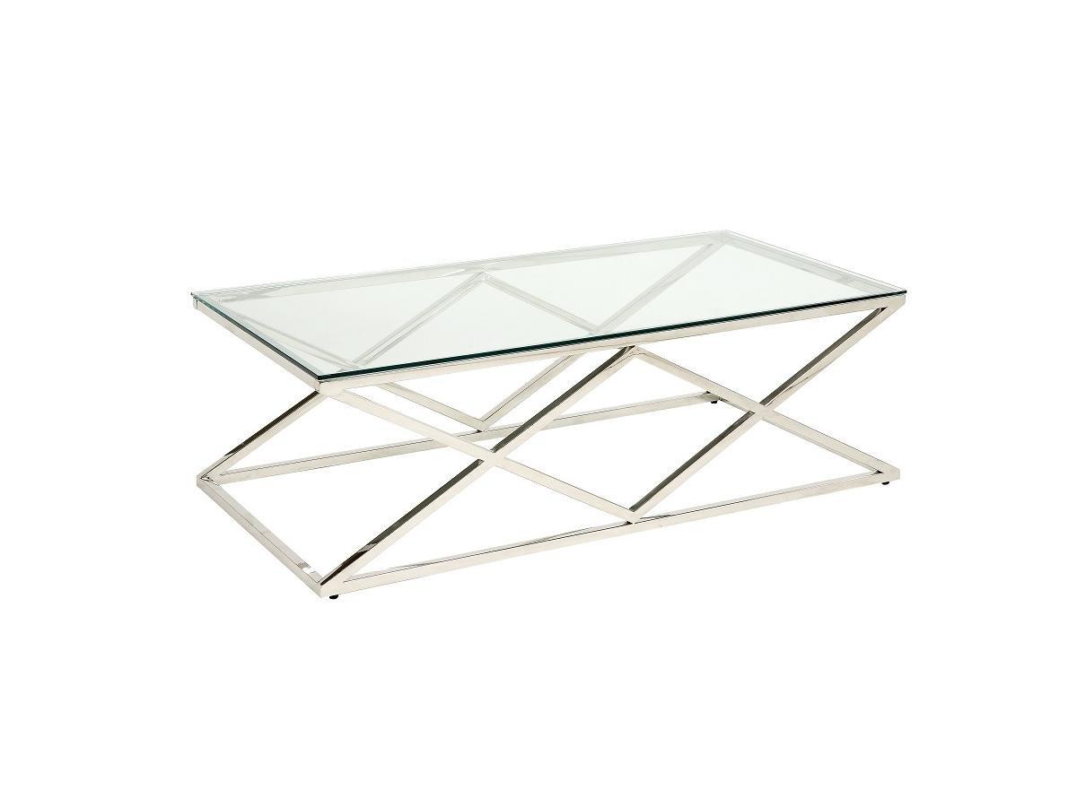 Vente-unique Couchtisch Glas Stahl Goldfarben CHARLOTTE  