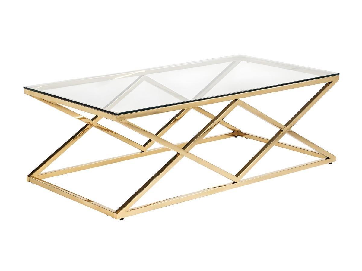 Image of Couchtisch Glas Stahl Goldfarben CHARLOTTE Couchtisch Glas Stahl Goldfarben CHARLOTTE