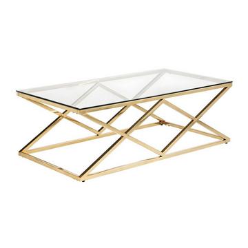 Table basse CHARLOTTE Verre trempé acier Doré