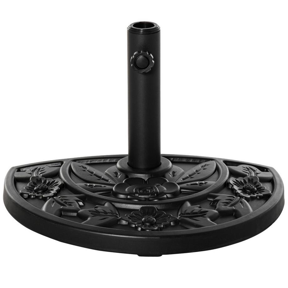 Portaombrellone Base Per Ombrellone Da Giardino Da 9 Kg Con Design Floreale Per Pali Per Ombrelloni Ø35/38/48Mm, Hdpe, Ombrelloni Mezzo Rotondi, Nero