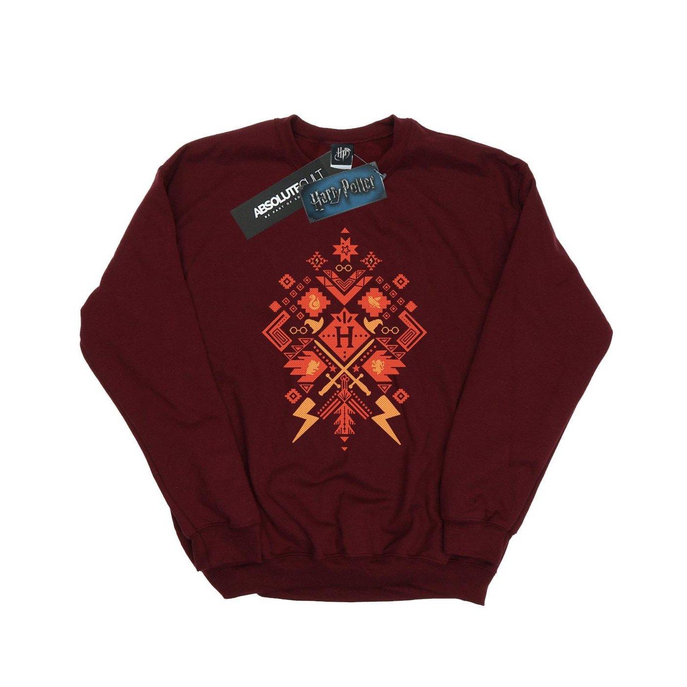 Image of Christmas Fair Isle Sweatshirt Herren Weinrot S