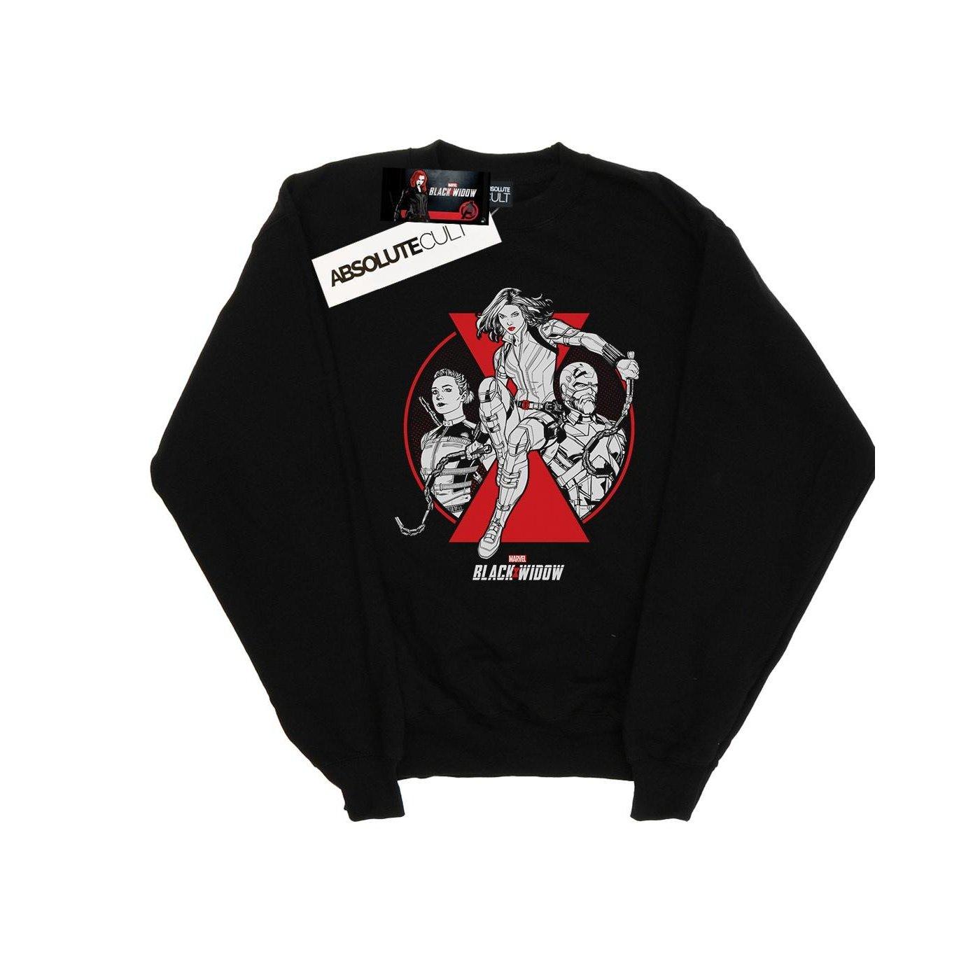 Image of Black Widow Movie Character Badge Sweatshirt Unisex Schwarz 152-158