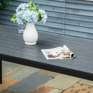 Outsunny Tavolo Da Giardino Tavolo In Alluminio Giardino Terrazza Legno-Plastica Polywood Nero  